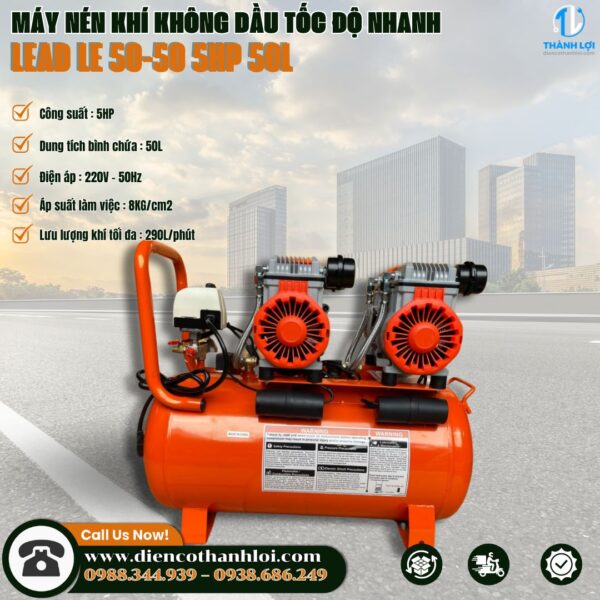 MÁY NÉN KHÍ KHÔNG DẦU LEAD LE 50-50 - Ảnh 2